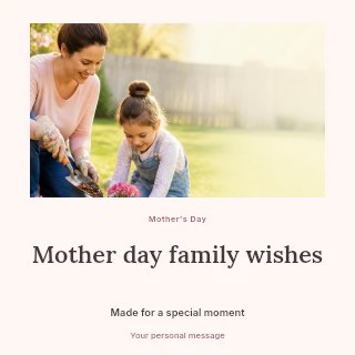 Mother Day family wishes social media post template · Quiet photo gallery