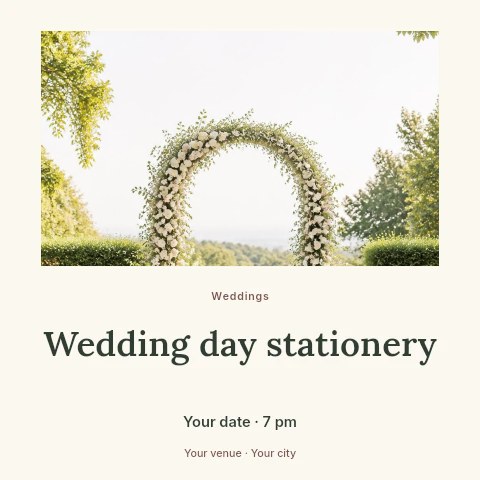 Wedding day stationery social media post template