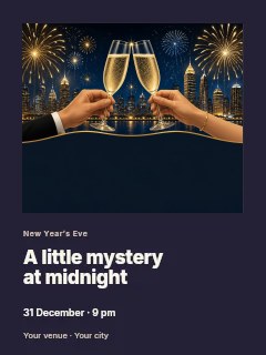 New Year’s Eve masquerade photo layout poster template · Gallery editorial