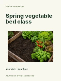 Spring vegetable bed class poster template · Modern programme