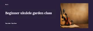 Beginner ukulele garden class banner template · Horizontal photo dialogue