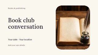 Book club conversation youtube thumbnail template · Horizontal photo dialogue