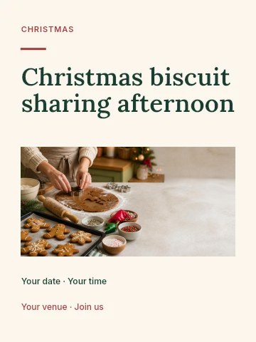 Christmas biscuit sharing afternoon poster template · Picture window
