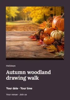 Autumn woodland drawing walk flyer template · Gallery editorial