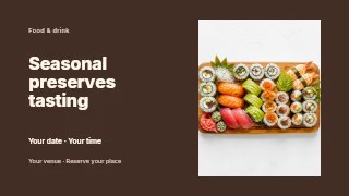 Seasonal preserves tasting presentation cover template · Horizontal photo dialogue