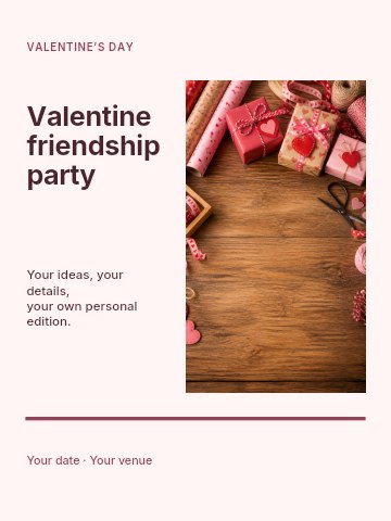 Valentine friendship party invitation template