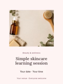 Simple skincare learning session poster template · Picture window