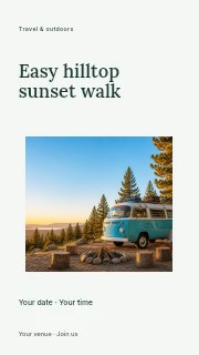 Easy hilltop sunset walk instagram story template · Modern programme