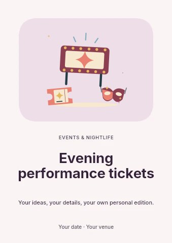 Evening show with marquee and party ticket in Evening performance tickets flyer template