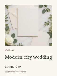Modern city wedding greeting card template · Gallery editorial