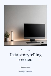 Minimalist modern workspace with desktop computer in Data storytelling session · Quiet photo gallery