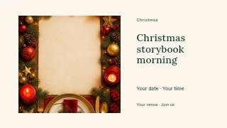 Christmas storybook morning presentation cover template · Horizontal photo dialogue