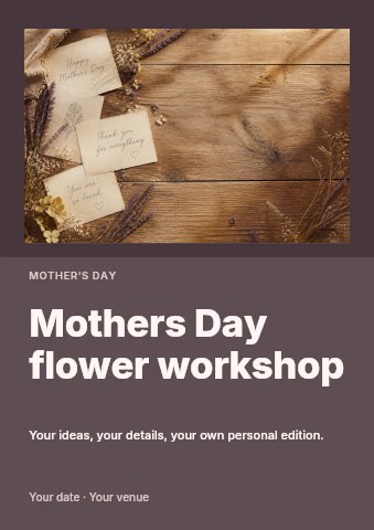 Mothers Day flower workshop flyer template