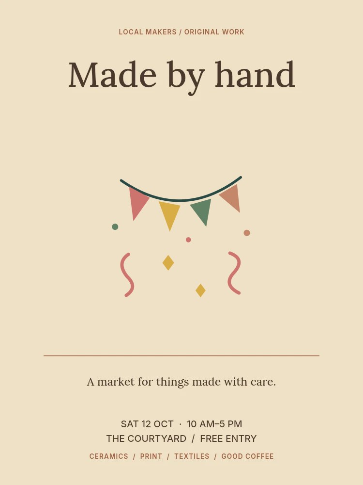 Celebration ribbons in Made by hand · Maker market poster