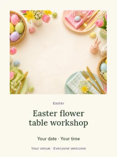 Easter flower table workshop poster template · Quiet photo gallery
