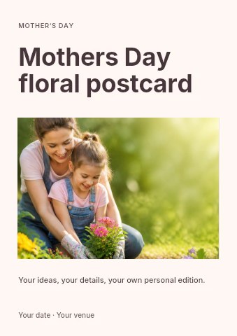 Mothers Day floral postcard flyer template