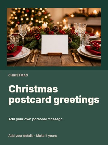 Christmas postcard greetings greeting card template