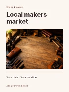 Leather crafting workspace with tools and materials in Local makers market · Title & photograph