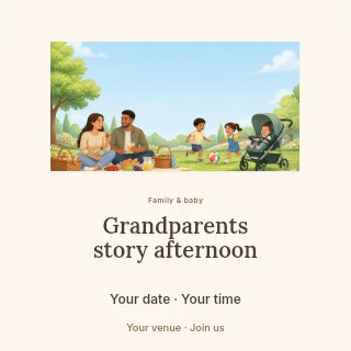 Grandparents story afternoon social media post template · Picture window