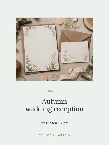 Autumn wedding reception invitation template