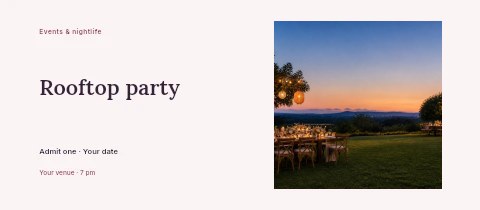 Outdoor Dinner Party at Sunset in Rooftop party event ticket template
