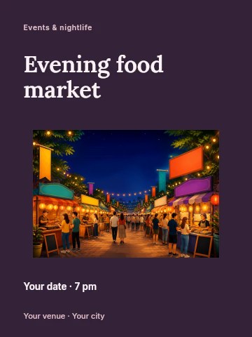 Evening food market invitation template