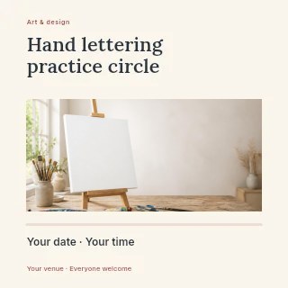 Hand lettering practice circle social media post template · Title & photograph
