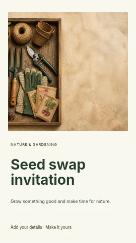 Seed swap invitation instagram story template