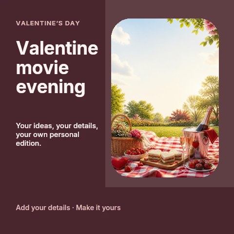 Valentine movie evening social media post template