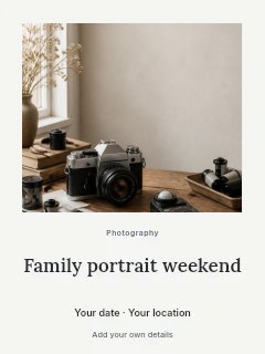Family portrait weekend greeting card template · Quiet photo gallery