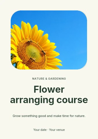 Flower arranging course flyer template