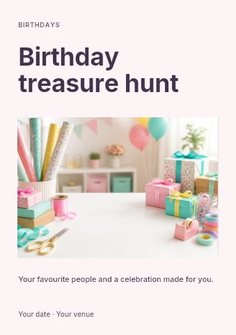Birthday treasure hunt flyer template