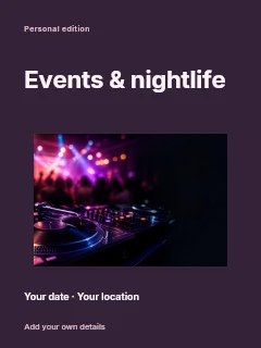 Events & nightlife greeting card template · Modern programme