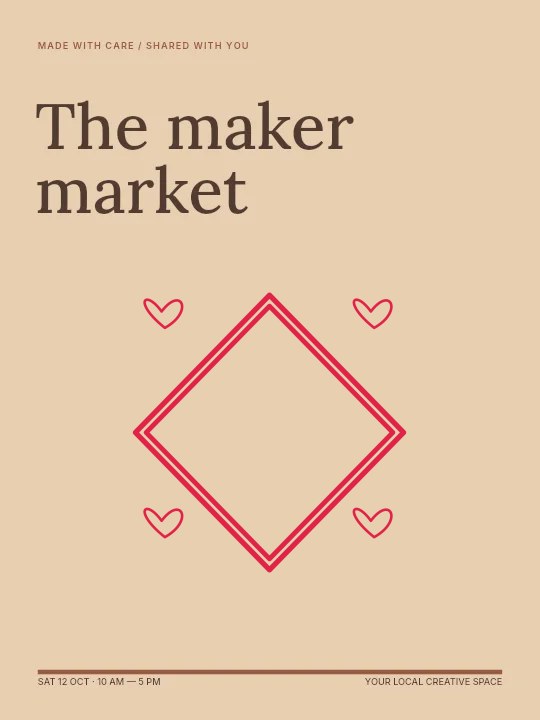 Diamond frame · loop ornaments and double border in The maker market · Illustrated poster