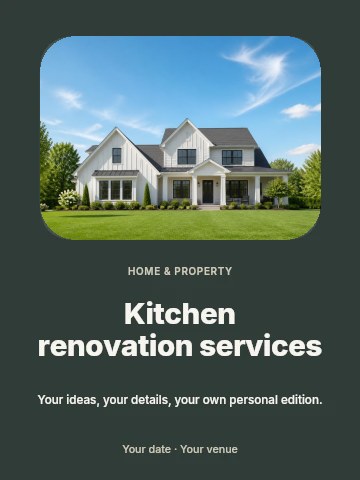Kitchen renovation services poster template