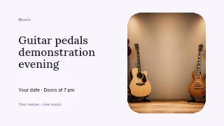 Guitar pedals demonstration evening youtube thumbnail template · Horizontal photo dialogue