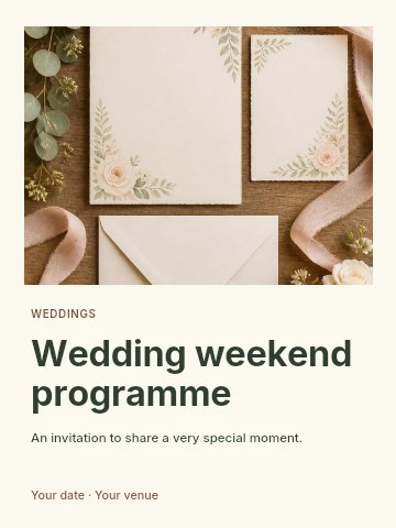 Wedding weekend programme invitation template