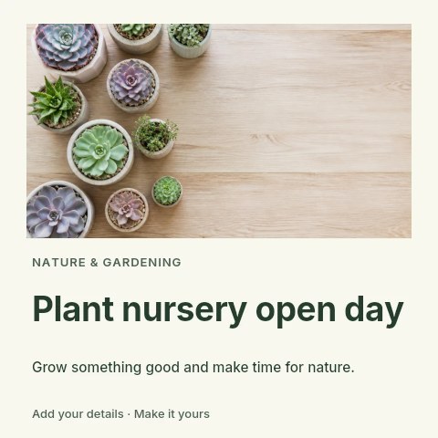 Plant nursery open day social media post template