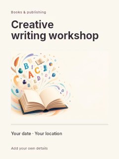 Creative writing workshop poster template · Title & photograph
