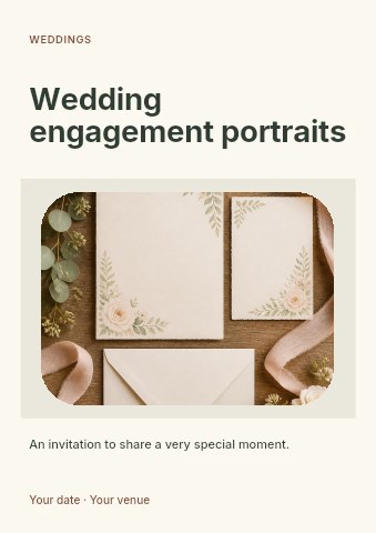 Wedding engagement portraits flyer template