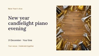 New Year candlelight piano evening youtube thumbnail template · Horizontal photo dialogue