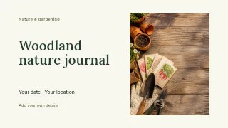 Woodland nature journal presentation cover template · Horizontal photo dialogue