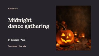Midnight dance gathering presentation cover template · Horizontal photo dialogue