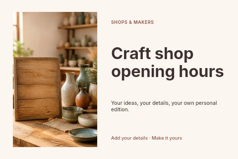 Craft shop opening hours postcard template