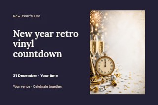 New Year retro vinyl countdown postcard template · Horizontal photo dialogue