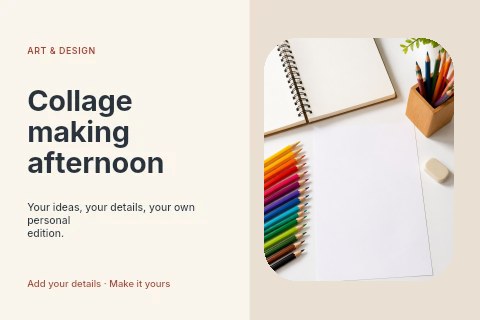 Collage making afternoon postcard template