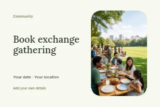 Book exchange gathering postcard template · Horizontal photo dialogue