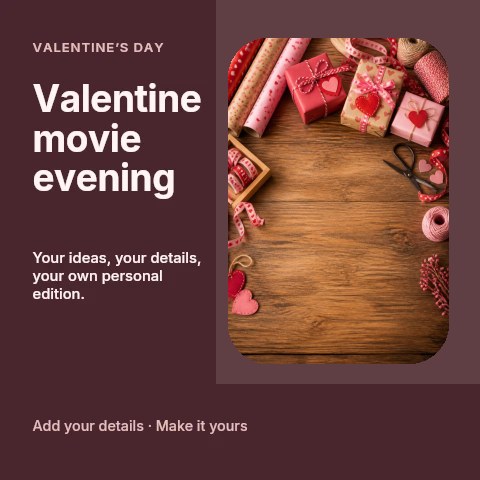 Valentine movie evening social media post template