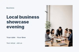 Local business showcase evening postcard template · Horizontal photo dialogue