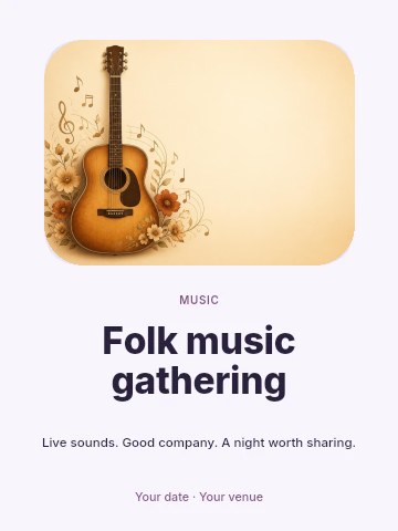 Folk music gathering invitation template